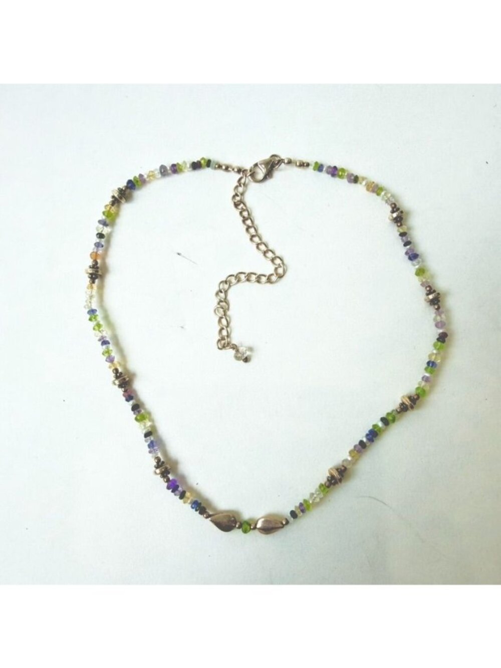 925 Sterling Silver Multi-Gemstone Beaded Necklace Natural Stone Choker